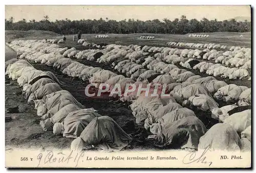 Cartes postales La Grande Priere terminal le Ramadan cachet 4eme zouave Kairouan