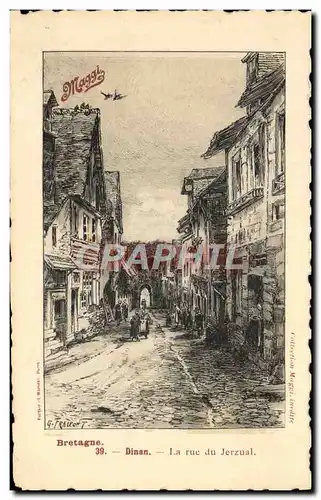 Cartes postales Dinan La rue du Jerzual Publicite Maggi