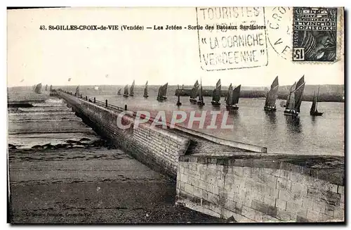 Cartes postales St Gilles Croix de Vie Les Jetees Bateaux Daguin La corniche Vendeenne