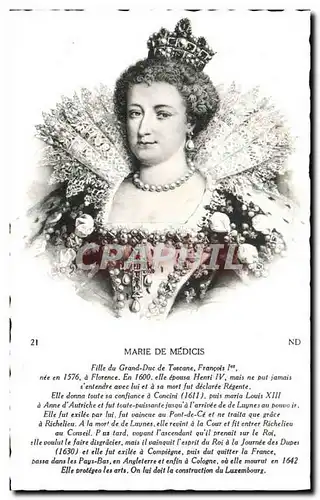 Cartes postales Marie De Medicis Fille Du Grand Duc De Toscane Francois 1er