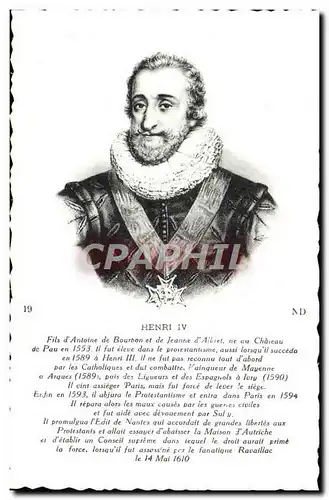 Cartes postales Henri IV Fils D&#39Antoine De Bourbon et de Jeanne d&#39Ailvret