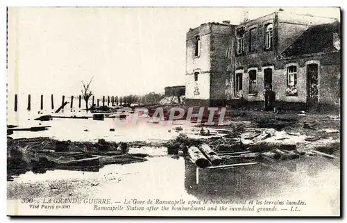 Cartes postales La Grande Guerre Gare de Ramcapelle apres le bombardement Militaria