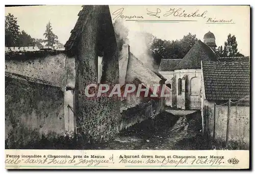 Cartes postales Militaria Ferme Incendies A Chauconin Pres De Meaux