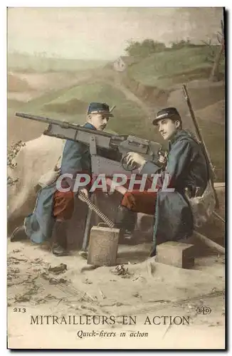 Ansichtskarte AK Militaria Mitrailleurs En Action Soldats cachet 19eme rgt d&#39infanterie 1er bataillon 3eme Cie