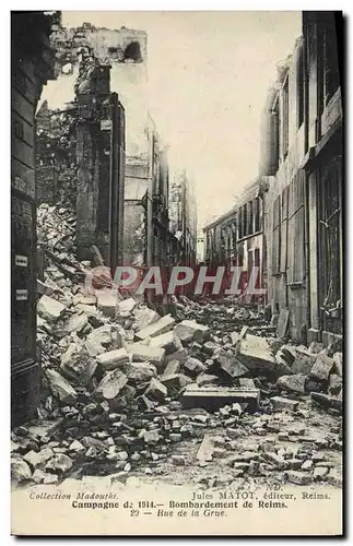 Cartes postales Militaria Jules Matot Reims Campagne Rue de la Grue