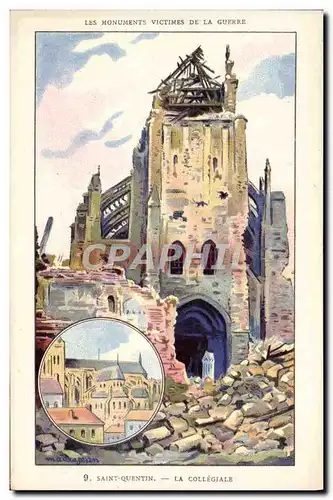 Cartes postales Militaria Saint Quentin La Collegiale