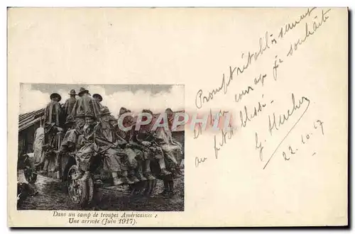 Cartes postales Danc Un Camp De Troupes Americaines Une arrivee Juin 1917 US troops Militaria