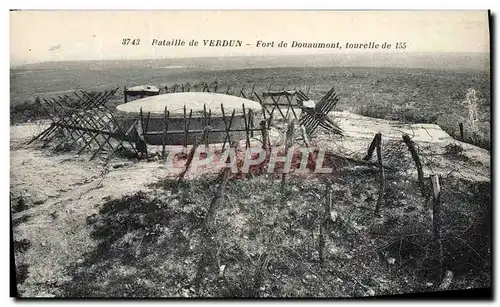 Cartes postales Bataille De Verdun Fort De Douaumont tourelle de 155 Militaria