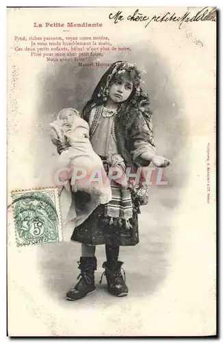 Cartes postales Fantaisie Enfant La Petite Mendiante