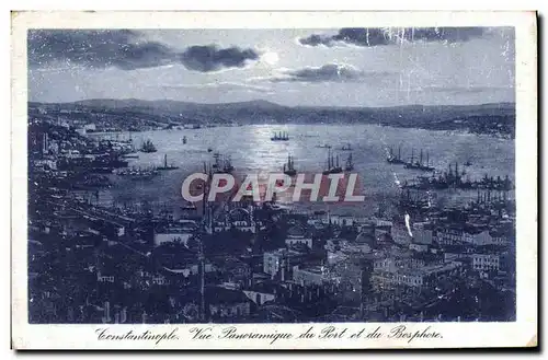 Cartes postales Constantinople Vue panoramique du port et du Bosphore Bateau