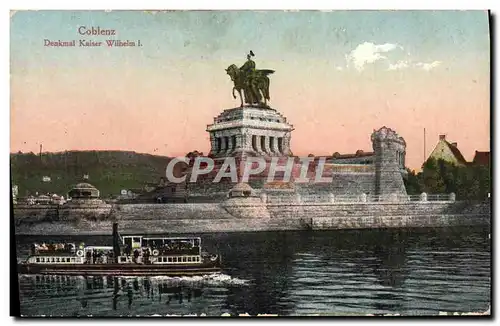 Ansichtskarte AK Coblenz Denkmal Kaiser Wilhem I Bateau