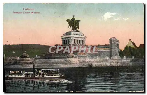 Cartes postales Coblenz Denkmal Kaiser Wilhem I Bateau