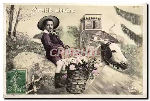 Cartes postales Fantaisie Enfant Mule Ane