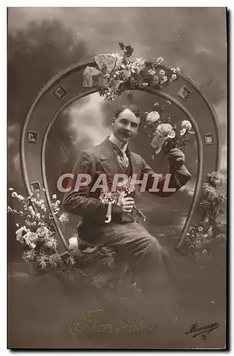 Cartes postales Fantaisie Homme Fer a cheval