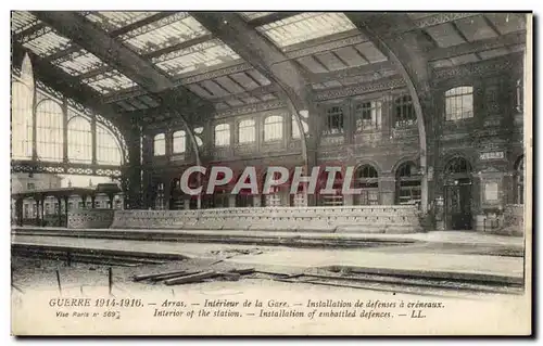 Cartes postales Arras Interieur de la gare Installation de defenses a creneaux Militaria