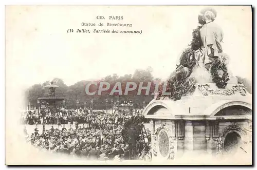 Cartes postales Paris Statue de Strasbourg 14 juillet l&#39arrivee des couronnes