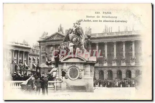 Ansichtskarte AK Paris Statue de Strasbourg 14 juillet avec les Alsaciens Lorrains Alsace Lorraine