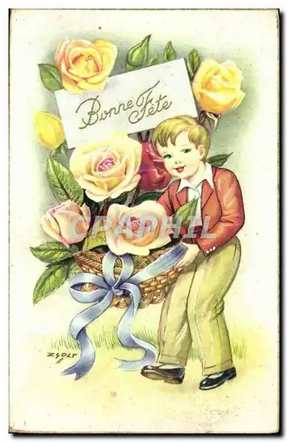 Cartes postales Fantaisie Fleurs Enfant