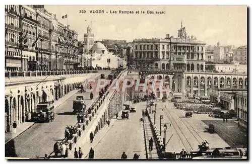 Cartes postales Alger Les rampes et le boulevard