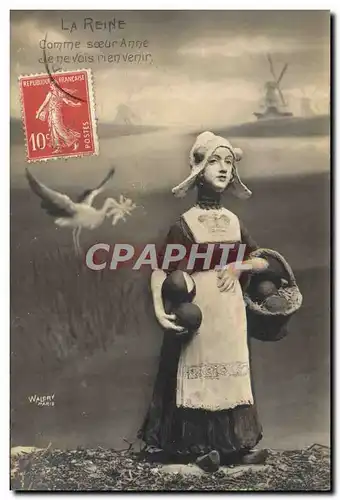 Cartes postales La Reine Comme Soeur Anne Femme Cigogne Moulin a vente