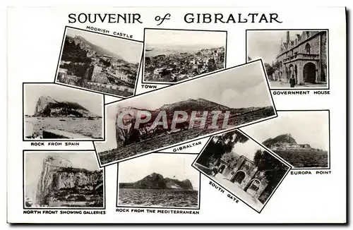 Moderne Karte Gibraltar Moorish castle Rock from Spain