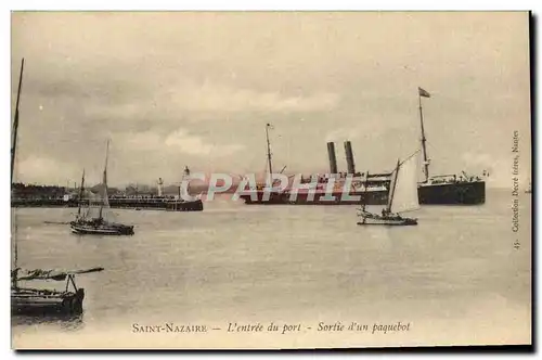 Cartes postales Saintt Nazaire L&#39entree du port Sortie du paquebot Bateaux