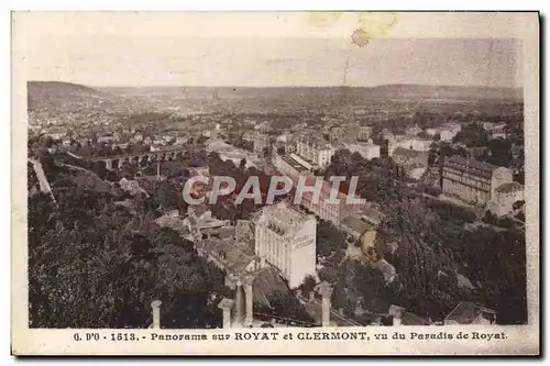 VINTAGE POSTCARD Panorama on Royat and Clermont seen of the Paradise of Royat�