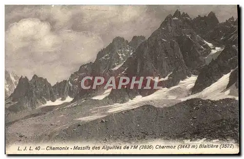 Ansichtskarte AK Chamonix Massifs des Aiguilles de l&#39M Charmoz Blaitiere