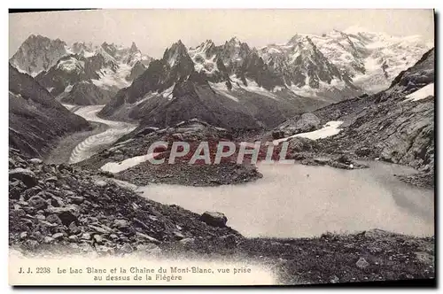 Cartes postales Le Lac Blanc et la Chaine du Mont Blanc vue prise au dessus de la Flegere