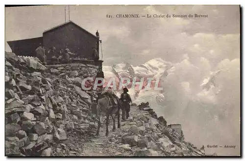 Cartes postales Chamonix Le Chalet du Sommet du Brevent Ane Mule Alpinisme