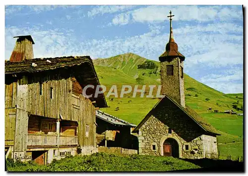 Moderne Karte Chalet et Chapelle de Montagne Grand Bornand Le Chinaillon la chapelle et le lachat