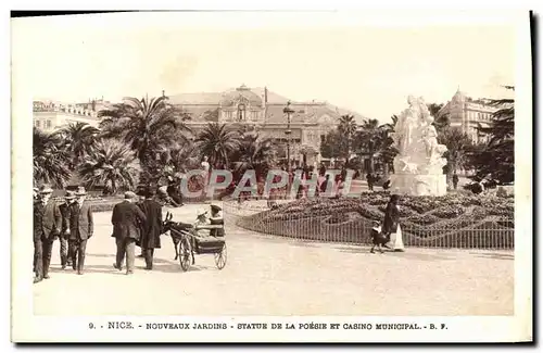 Ansichtskarte AK Nice Nouveaux Jardins Statue de la Poesie et Casino Municipal Charette Ane Mule