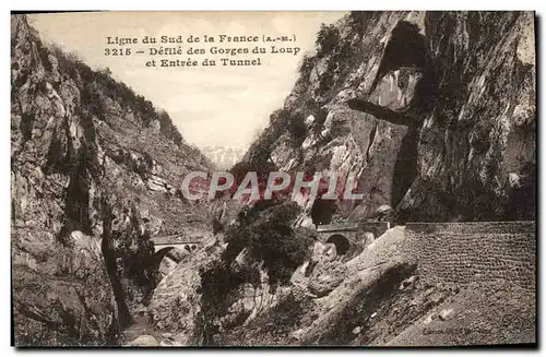 Cartes postales Ligne du Sud de la France Defile des Gorges du Loup et Entree du Tunnel