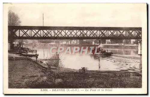 Cartes postales Draveil Le Pont et la Seine Bateau