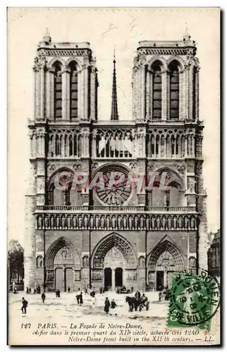 Cartes postales Paris La Facade de Notre Dame