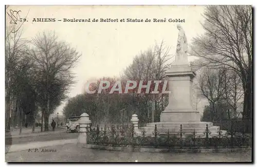 Cartes postales Amiens Boulevard De Belfort Et Statue De Rene Goblet