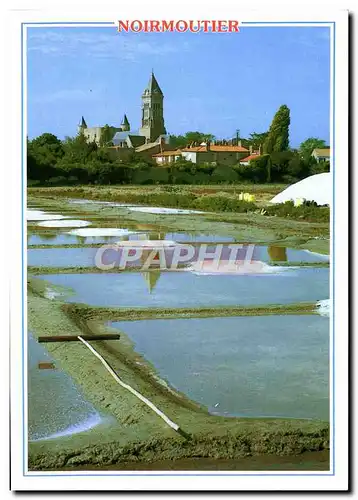 Cartes postales moderne Noirmoutier le chateau l&#39eglise et les mairais salants