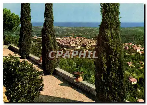 Moderne Karte Cote D&#39Azur Vence Vue Generale Au Fond La Mediterranee