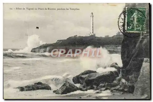 Cartes postales Effets De Vagues Au Phare De Biarritz Pendant Les Tempetes