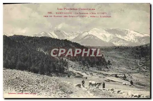 Cartes postales Montlouis Le Cambras D&#39Aze pris du hameau des Cortals pres la Llagonne Charrue Boeufs Attelag