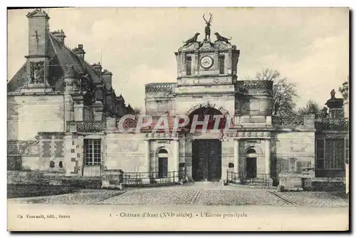 Cartes postales Chateau d&#39Anet I&#39Entree Principale Cerf Chien