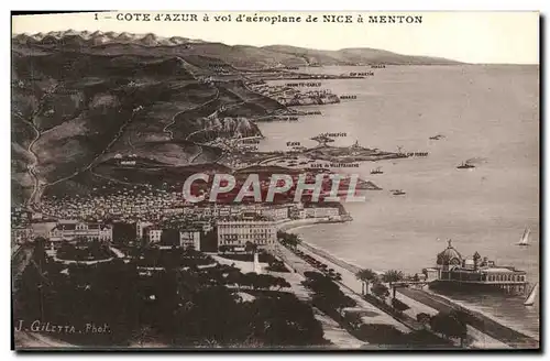 Ansichtskarte AK Cote d&#39azur a vol d&#39aeroplane de Nice a Menton