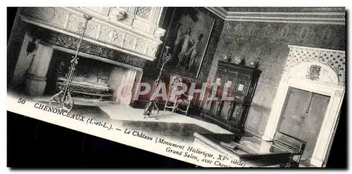 Cartes postales Chenonceaux Le Chateau Grand salon avec cheminee Francois 1er