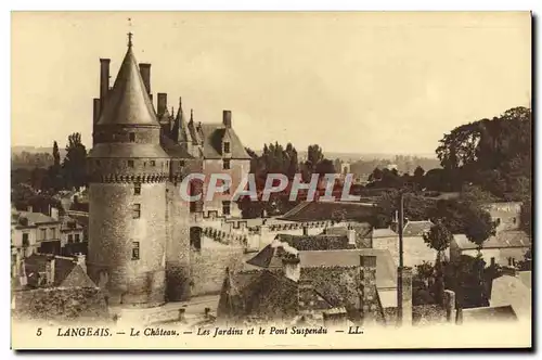 Ansichtskarte AK Langeais Le Chateau Les Jardins Et Le Pont Suspendu