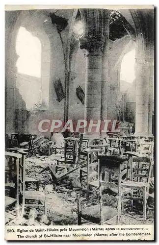 Cartes postales Eglise de Saint Hilaire Pres Mourmelon apres le bombardement Militaria