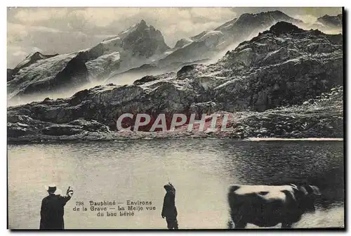 Cartes postales Dauphine Environs de la Grave Le Meije Vue du lac Lerie Vache