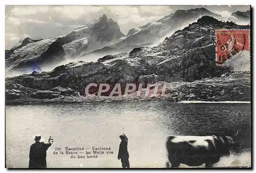 Cartes postales Environs de la Grave La Meije vue du lac Lerie Vache