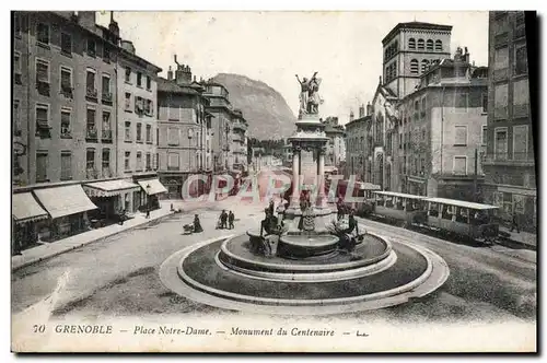 Cartes postales Grenoble Place Notre Dame Monument du Centenaire Tramway