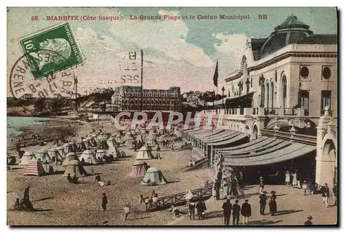 Cartes postales Biarritz La Grande Plage et le Casino Municipal