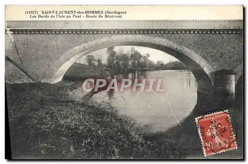 Cartes postales Saint Laurent des Hommes Les Bords de l&#39Isle au pont Route de Benevent